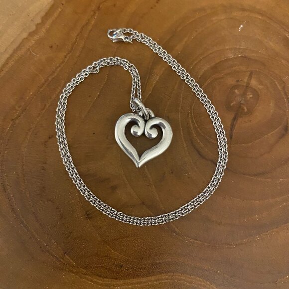 RETIRED James Avery Scrolled Heart Necklace, Sterling Silver